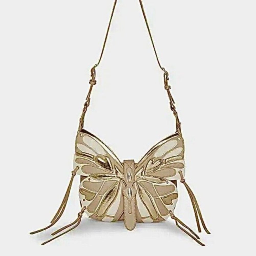 Betsey Johnson Butterfly Crossbody Purse = NWT  Gold & Beige  Last One - Picture 7 of 7